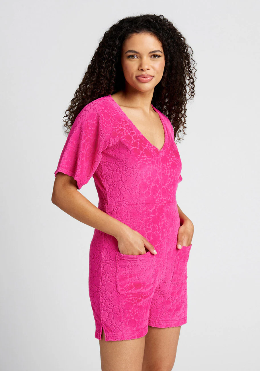 Beach Chaser Velour Romper Sweet Berry - Olabens