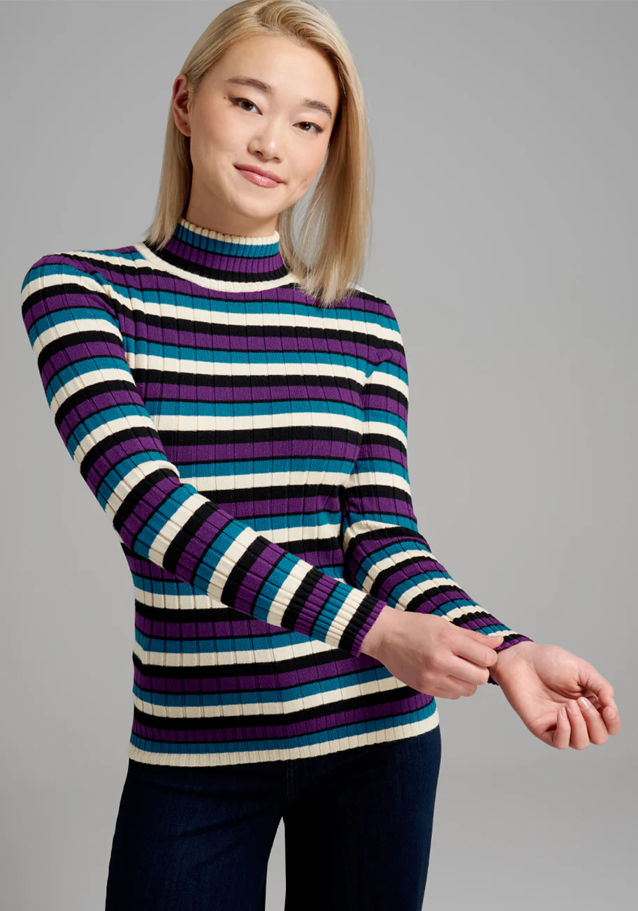 Electric Current Mock Neck Top - Olabens