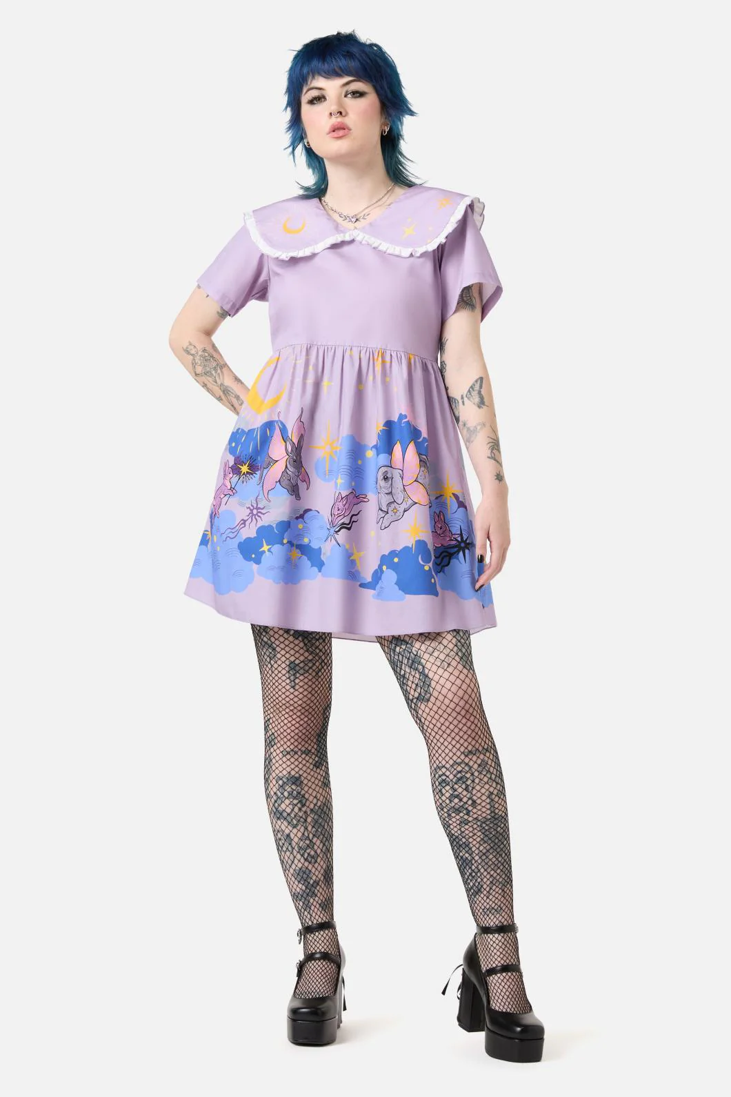 Goodnight Bunny Border Dress - Olabens