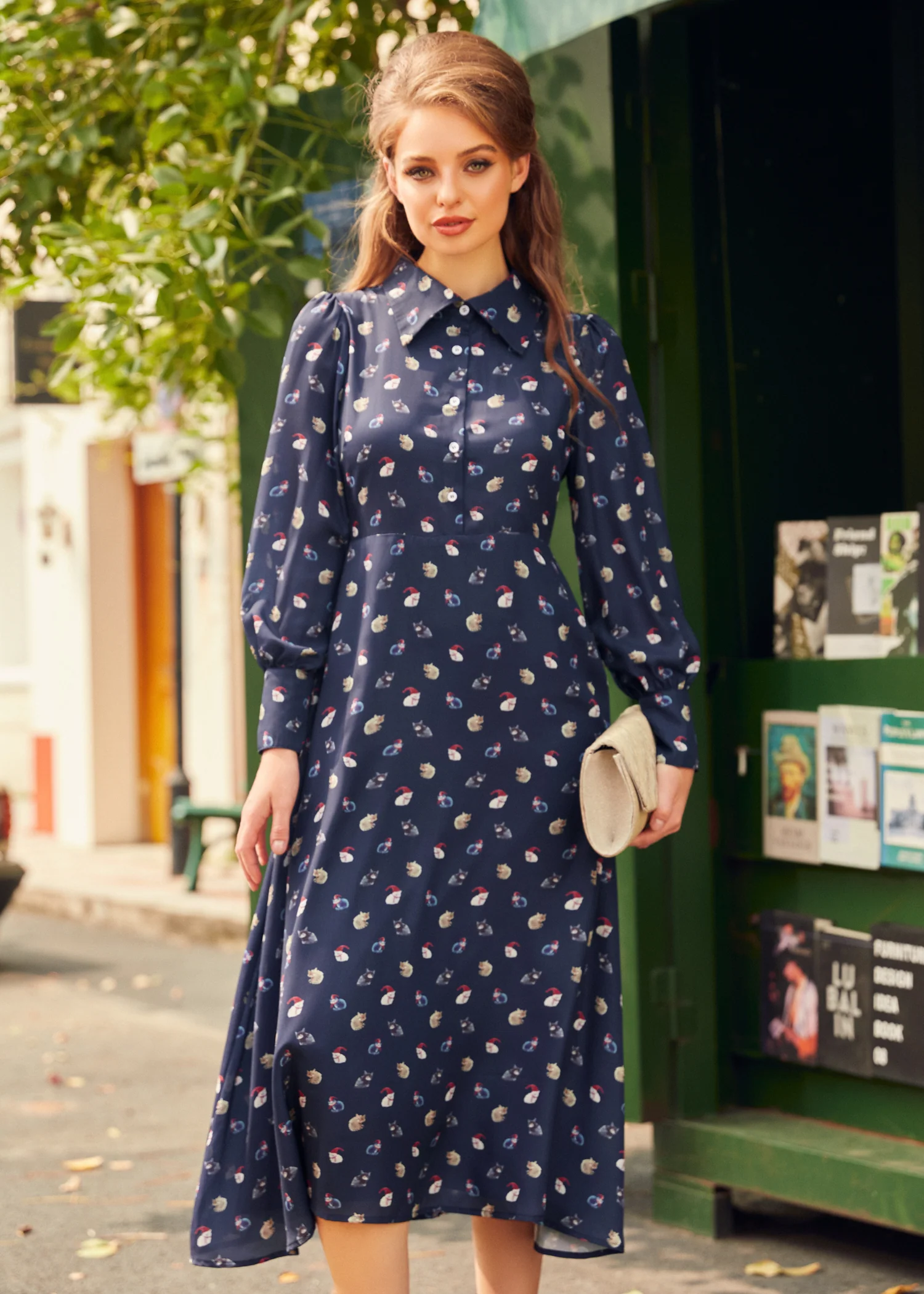 Romantic Era Button Front Midi Dress - Olabens