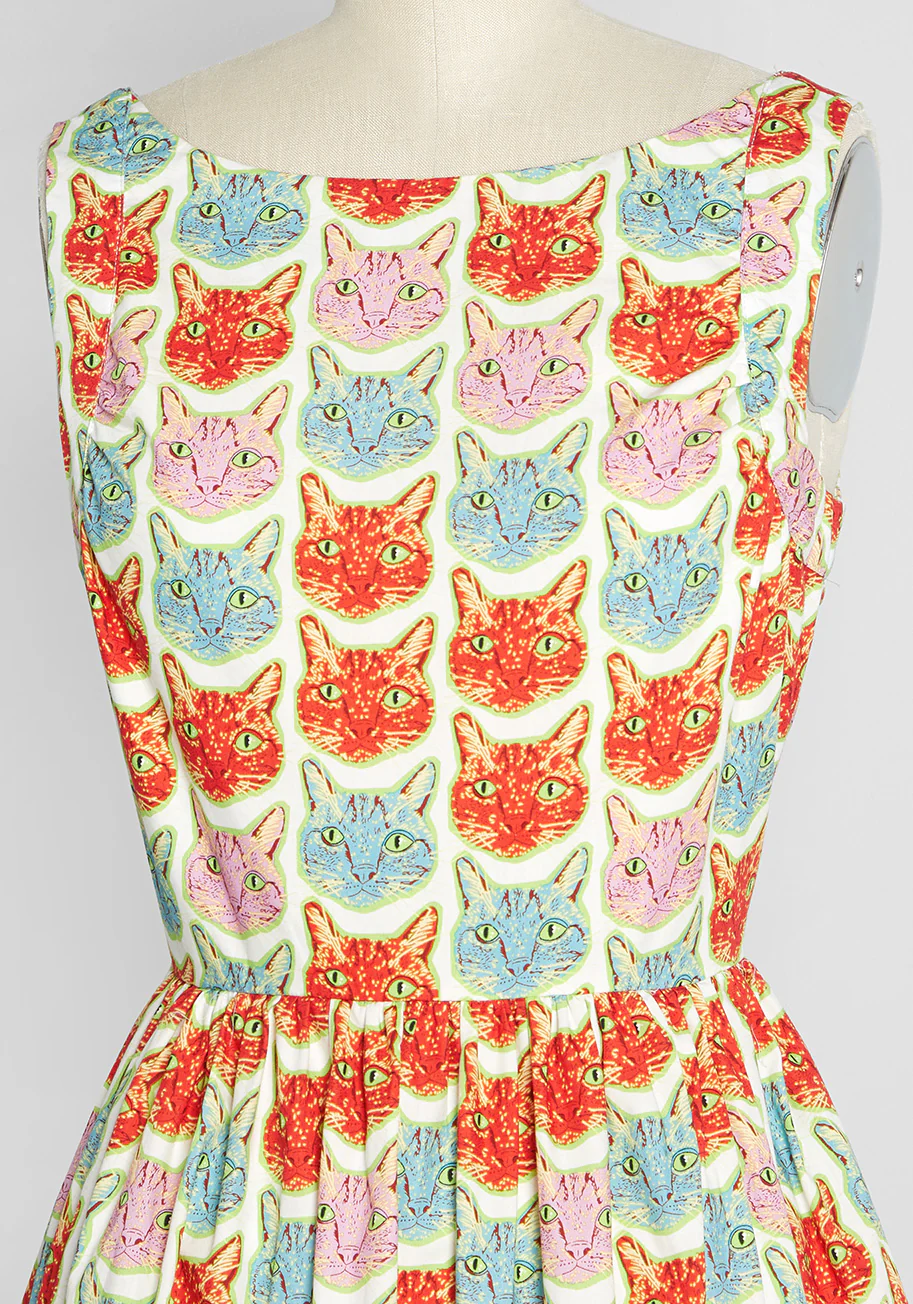 The Moment is Meow Fit and Flare Dress - Olabens