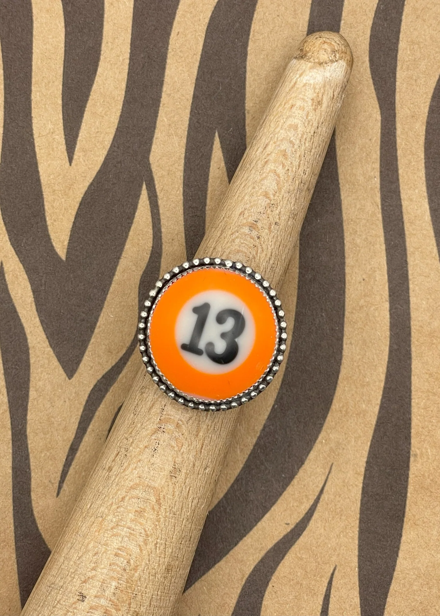 Billiard Ball #13 Sterling Silver Ring - Olabens