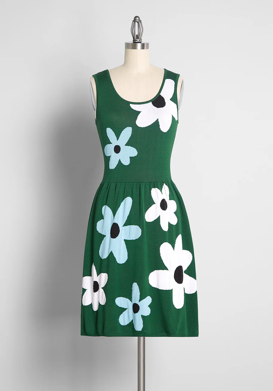 Bloom Boldly Sleeveless Sweater Dress - Olabens