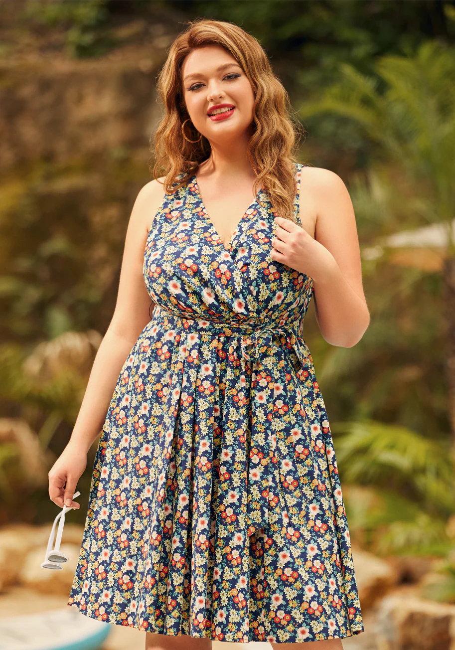 Instant Energy Faux-Wrap Dress - Olabens