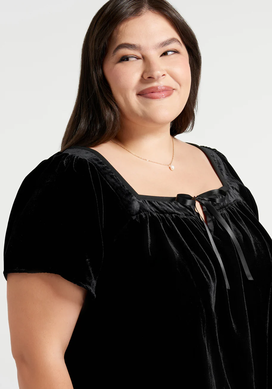 Fit To Be Tied Velvet Top - Olabens