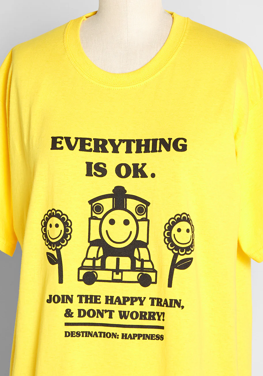 Hop On The Happy Train Graphic Tee - Olabens