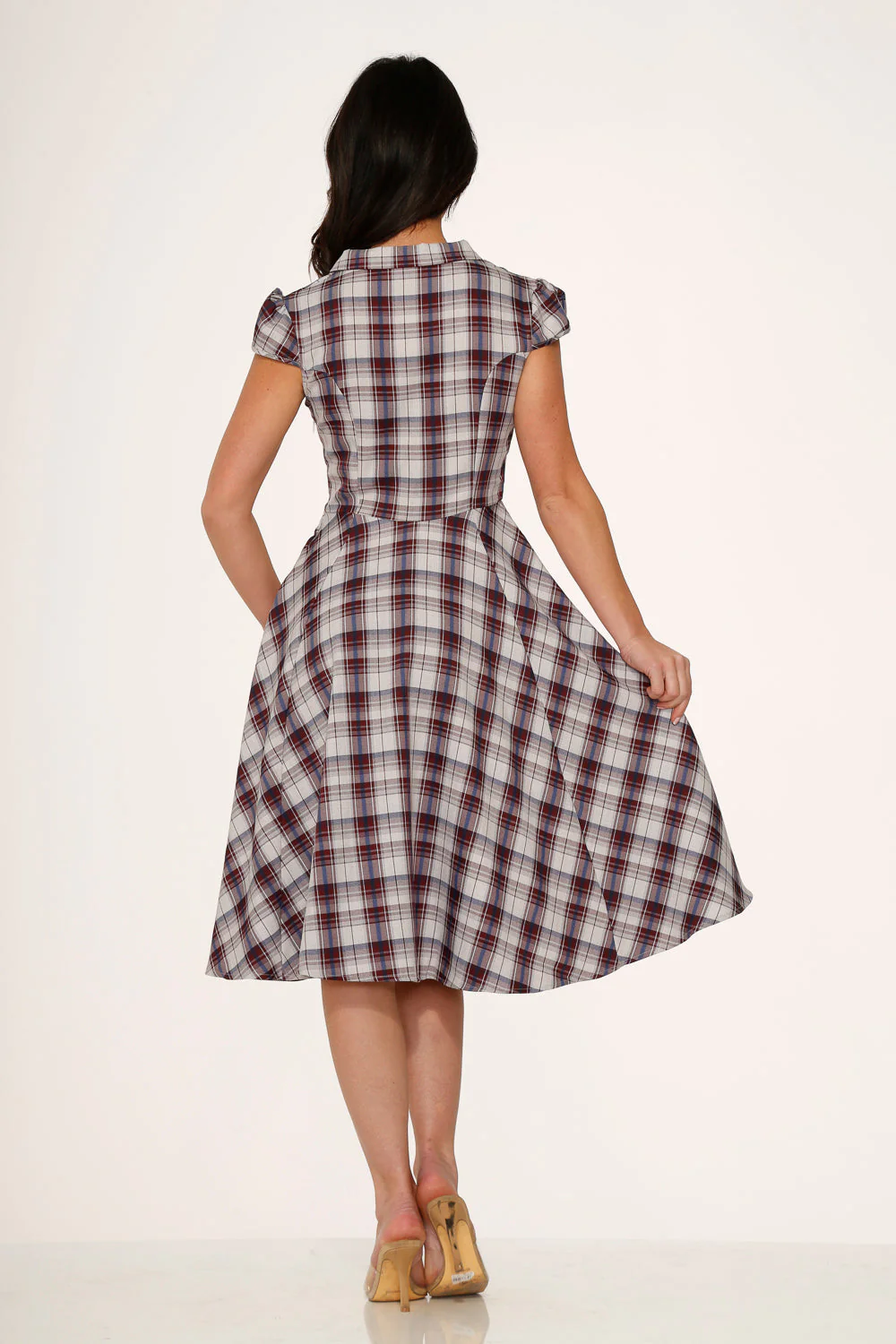 Brown Plaid Swing Dress - Olabens