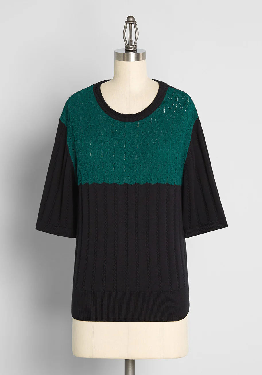 Knit-thing Makes Me Happier Colorblock Cable Knit Sweater - Olabens