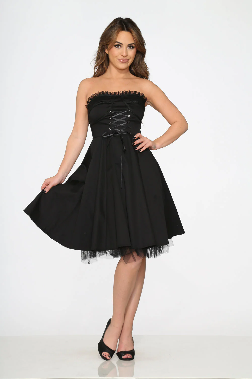 Black Strapless Swing Dress - Olabens