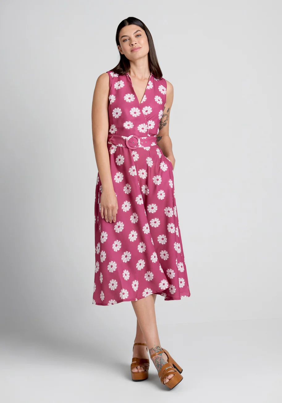 Cover Me In Daisies Midi Dress - Olabens