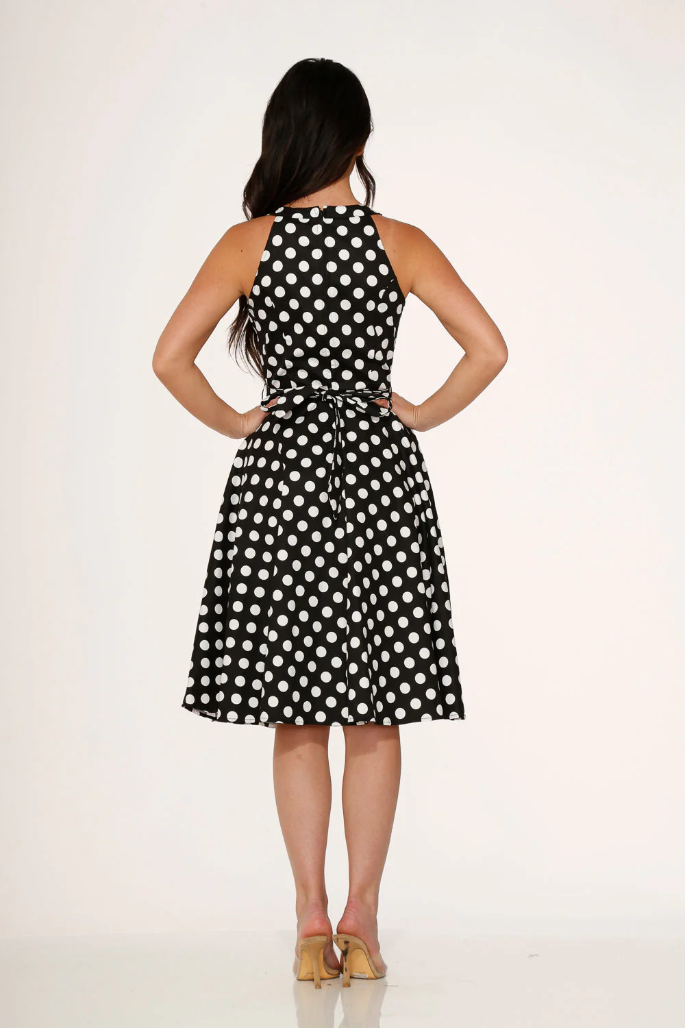 Black & White Polka Dot Swing Dress - Olabens