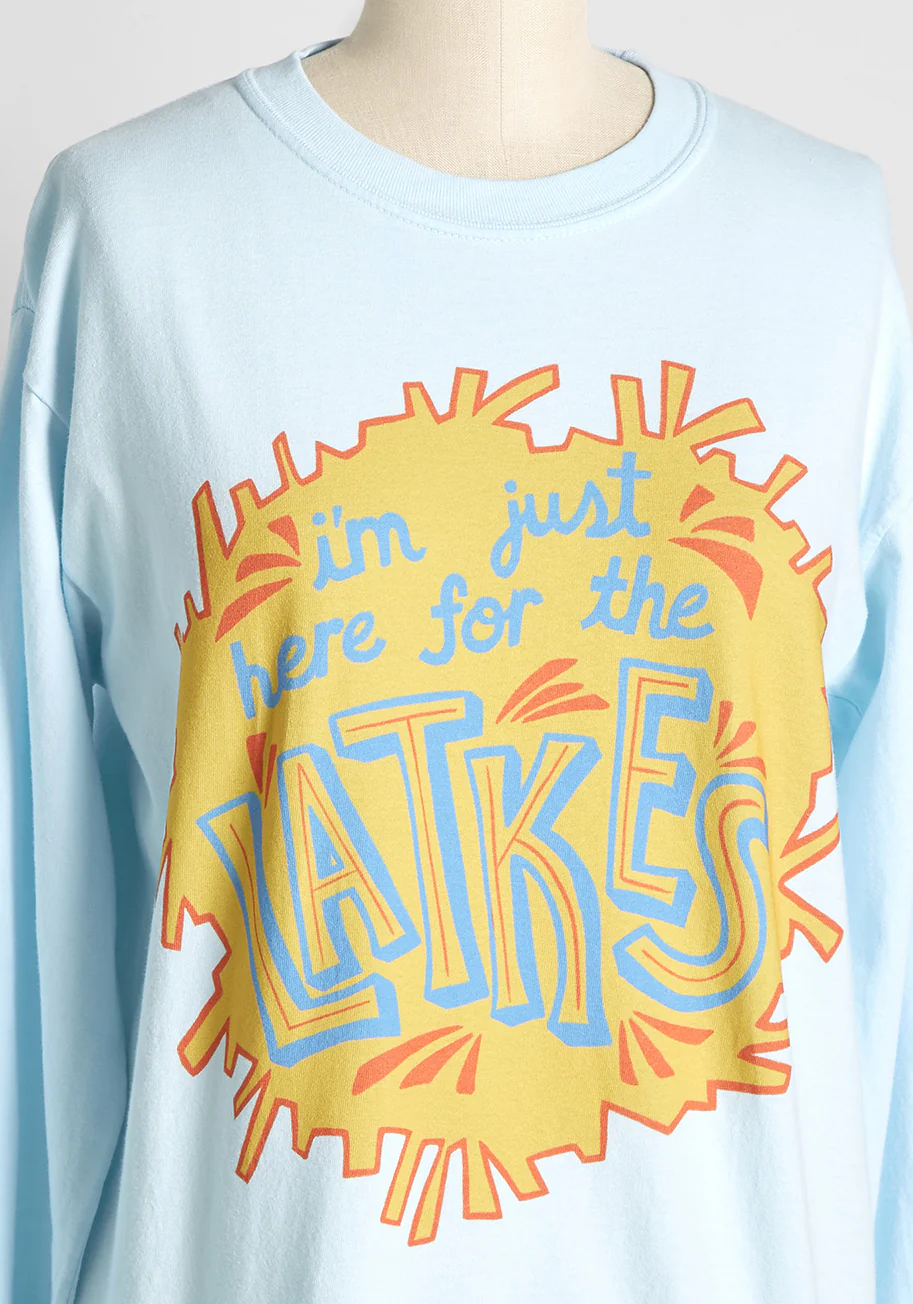 Here For the Latkes Long Sleeve Graphic Tee - Olabens