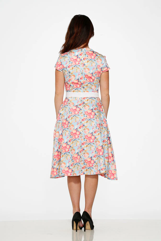 Sweet Hibiscus Swing Dress - Olabens