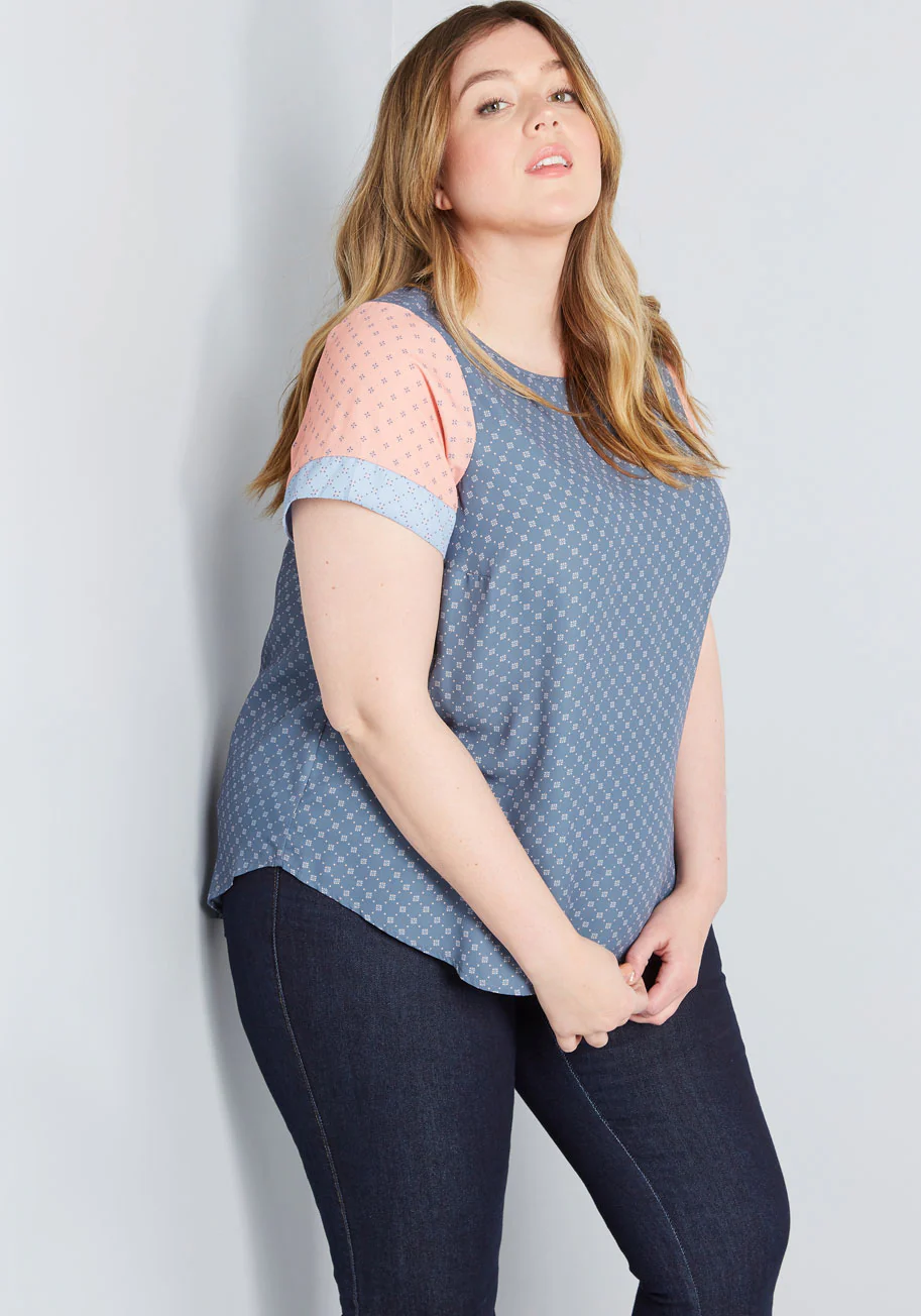Mixed Fresh Daily Short Sleeve Blouse - Olabens