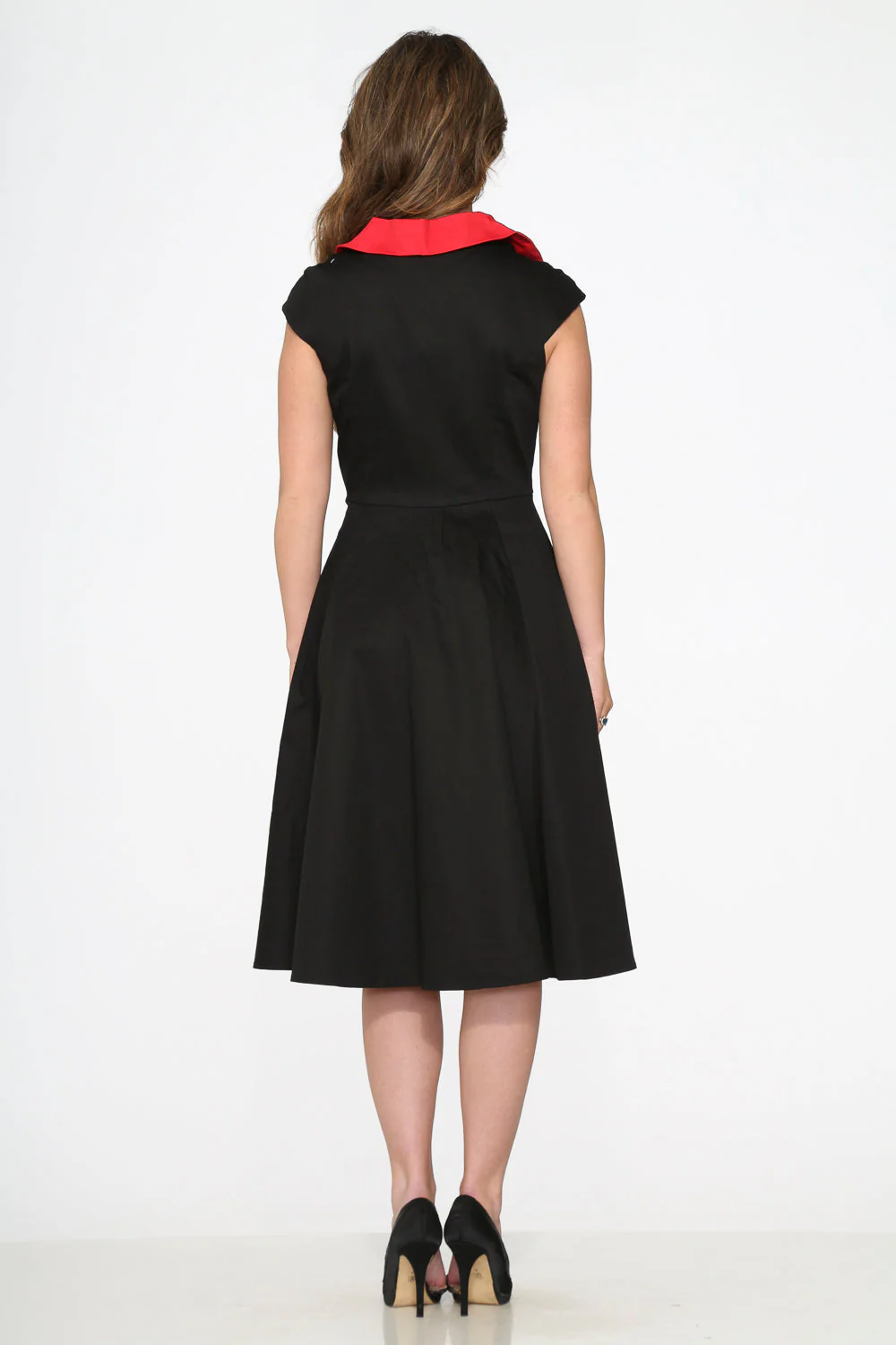 Black Red Trim Swing Dress - Olabens