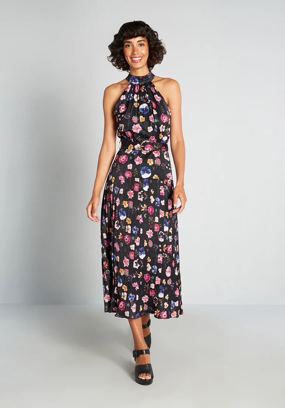 Botanic Bounty Halter Dress - Olabens