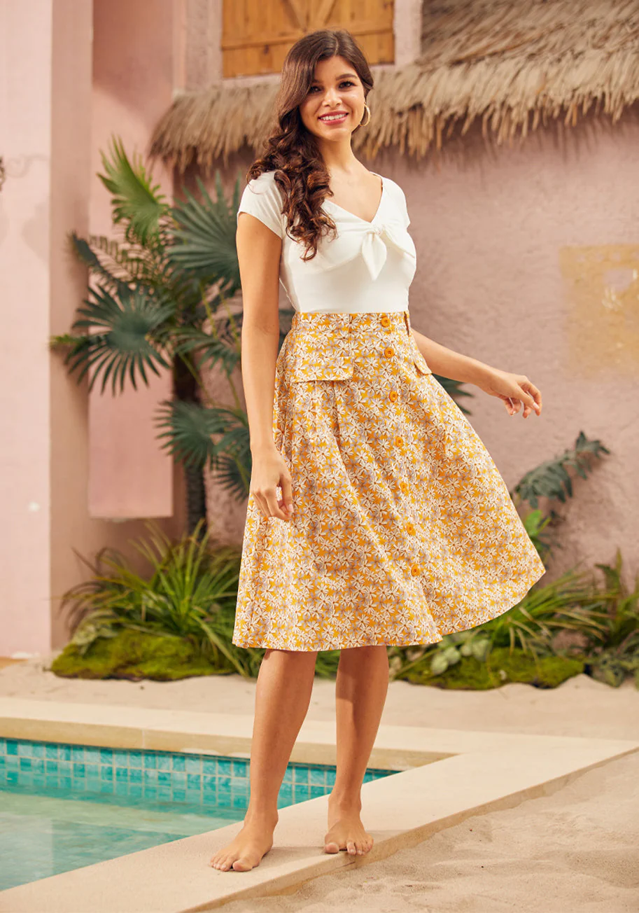 Effortless Feature Midi Skirt - Olabens