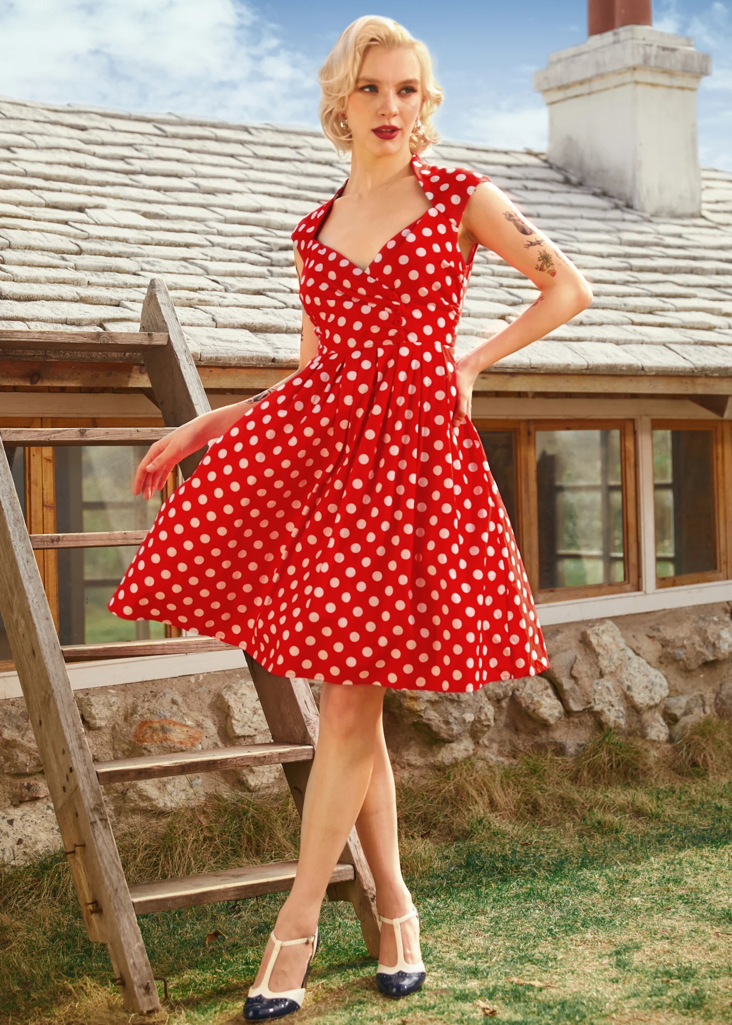 Dotted Darling Fit & Flare Dress - Olabens