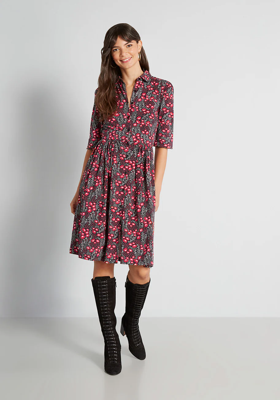 Flowerbeds Forever Midi Dress - Olabens