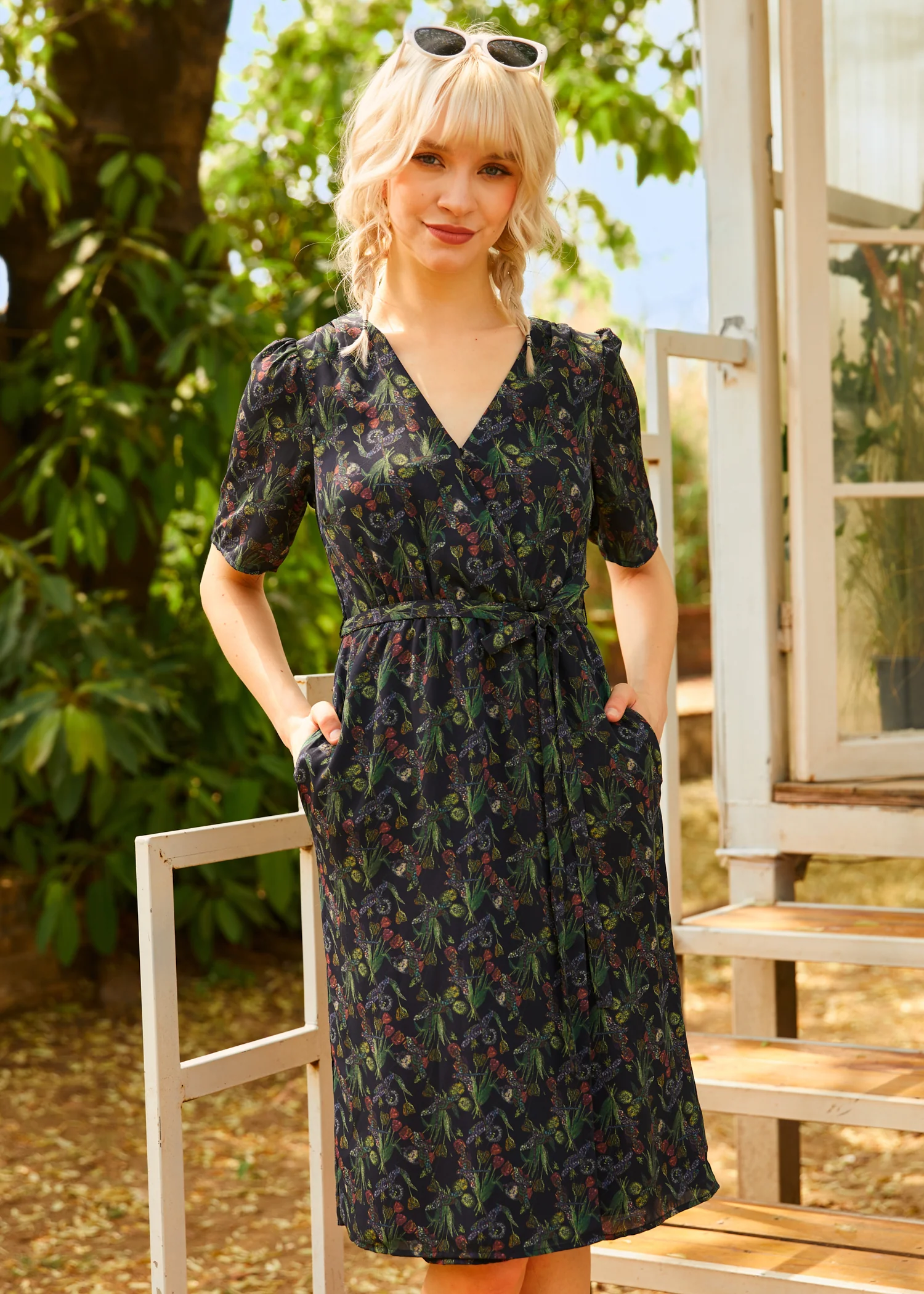 The Sunday Soir  e Faux Wrap Dress - Olabens