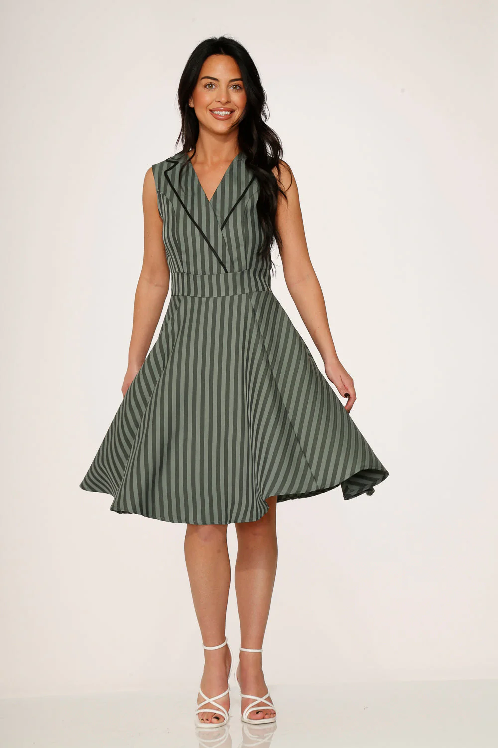 Olive Stripe Swing Dress - Olabens