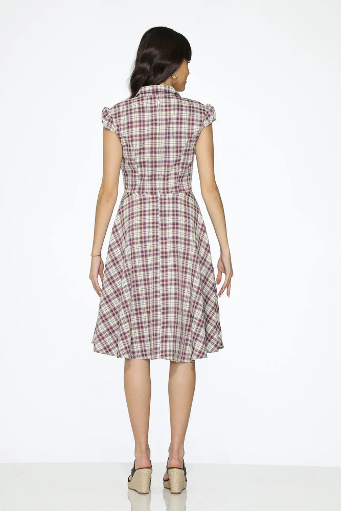Purple Plaid Swing Dress - Olabens