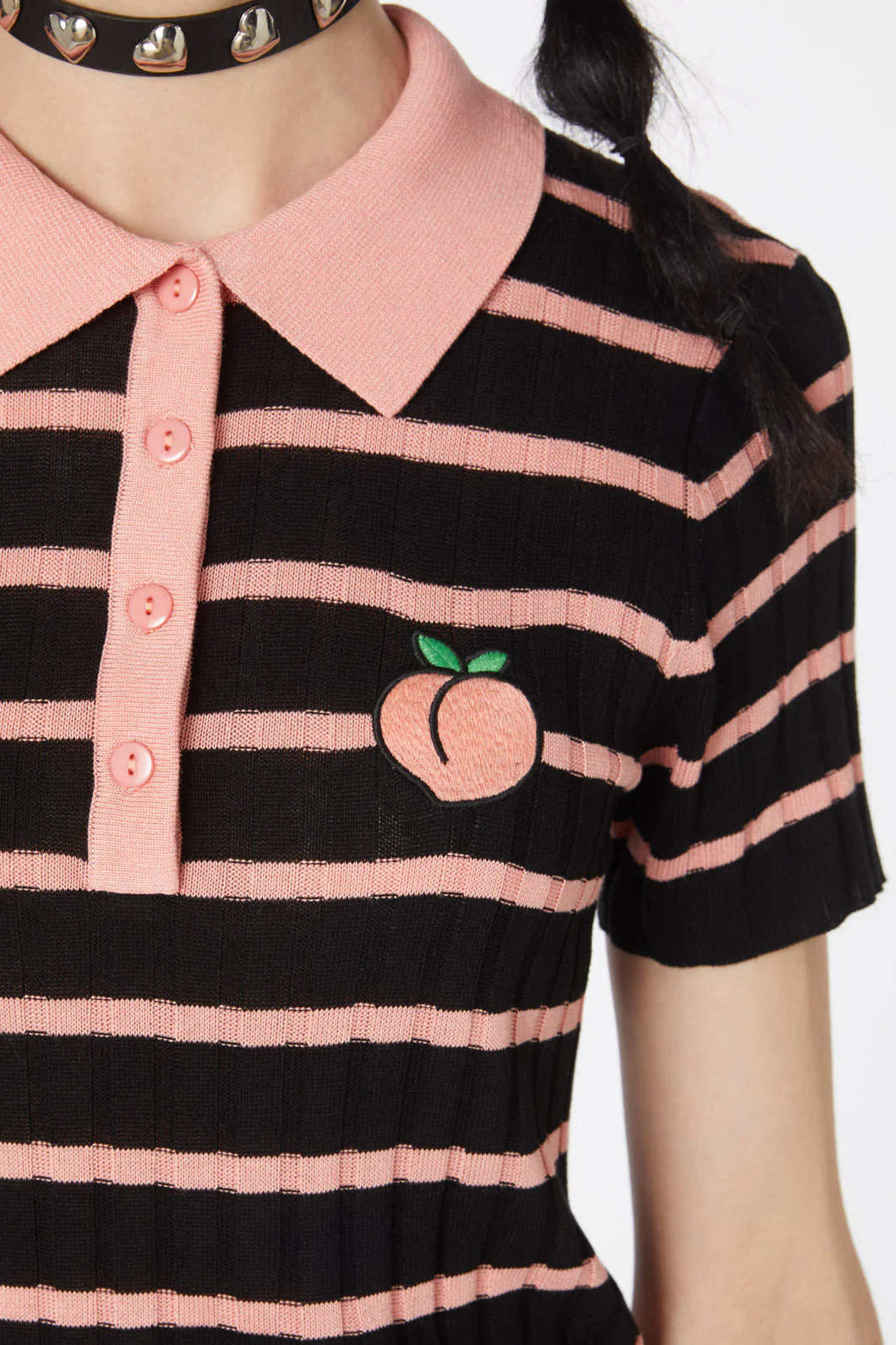Stripey Peach Collar Knit - Olabens