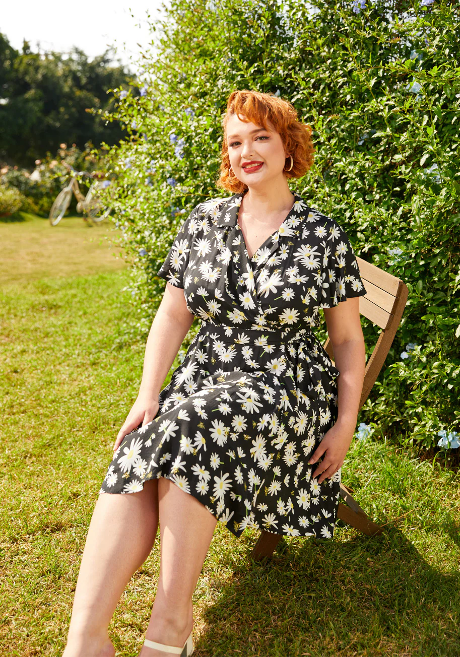 Just Wandering Camp Collar Wrap Dress - Olabens