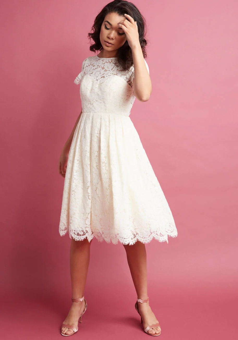 Jenny Yoo Wear and Wow Fit and Flare Dress in Ivory - Olabens