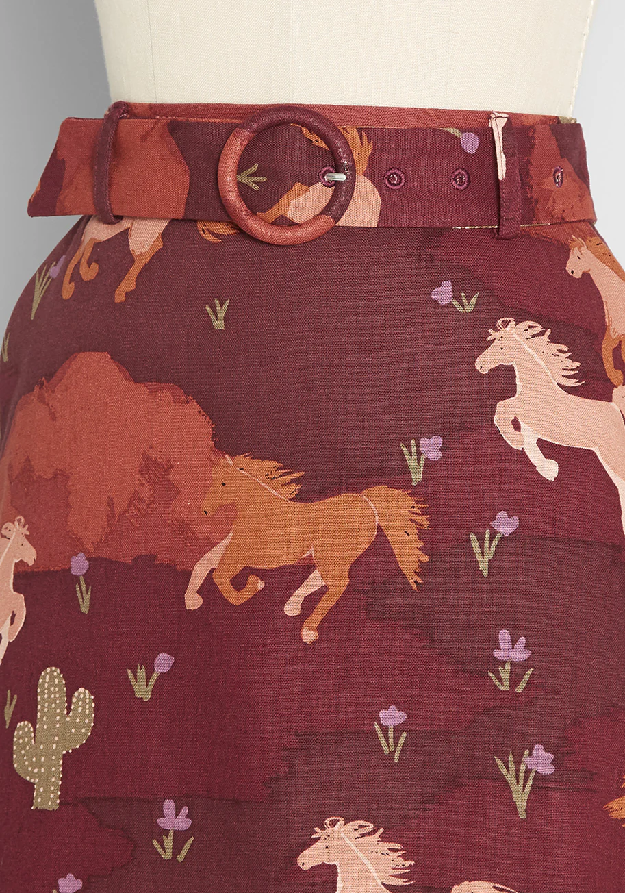Wild, Wild Horses Belted Mini Skirt - Olabens