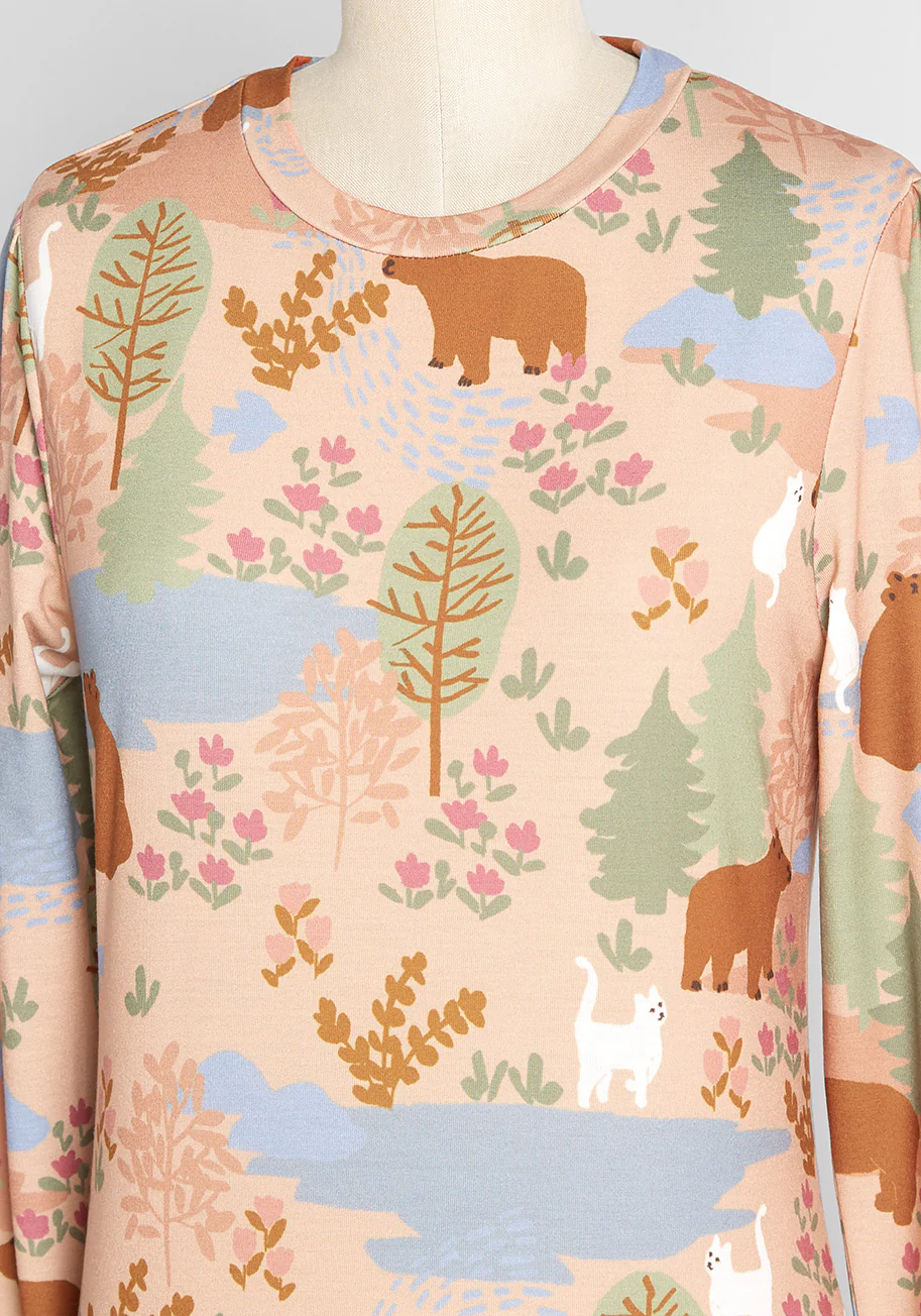 So 'Bear-y' Charming Graphic Long Sleeve Tee - Olabens
