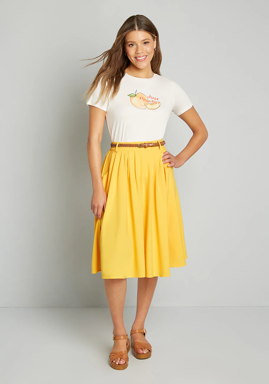 Breathtaking Tiger Lilies Midi Skirt - Olabens