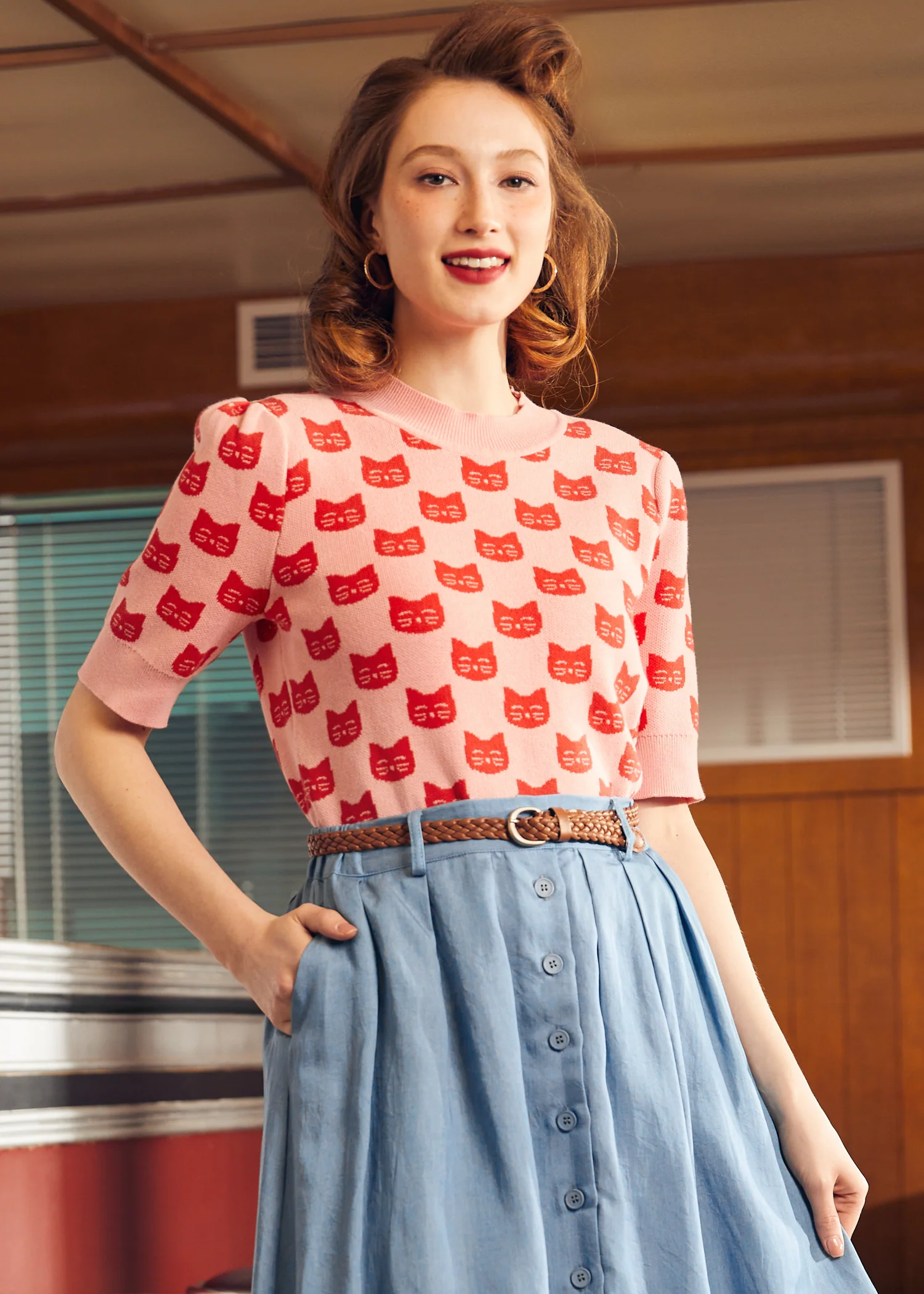 Retro Radiance Puff Shoulder Sweater - Olabens