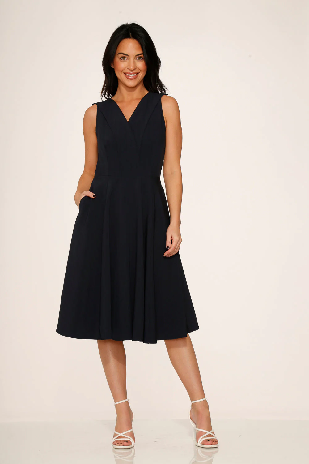 Navy Blue Swing Dress - Olabens