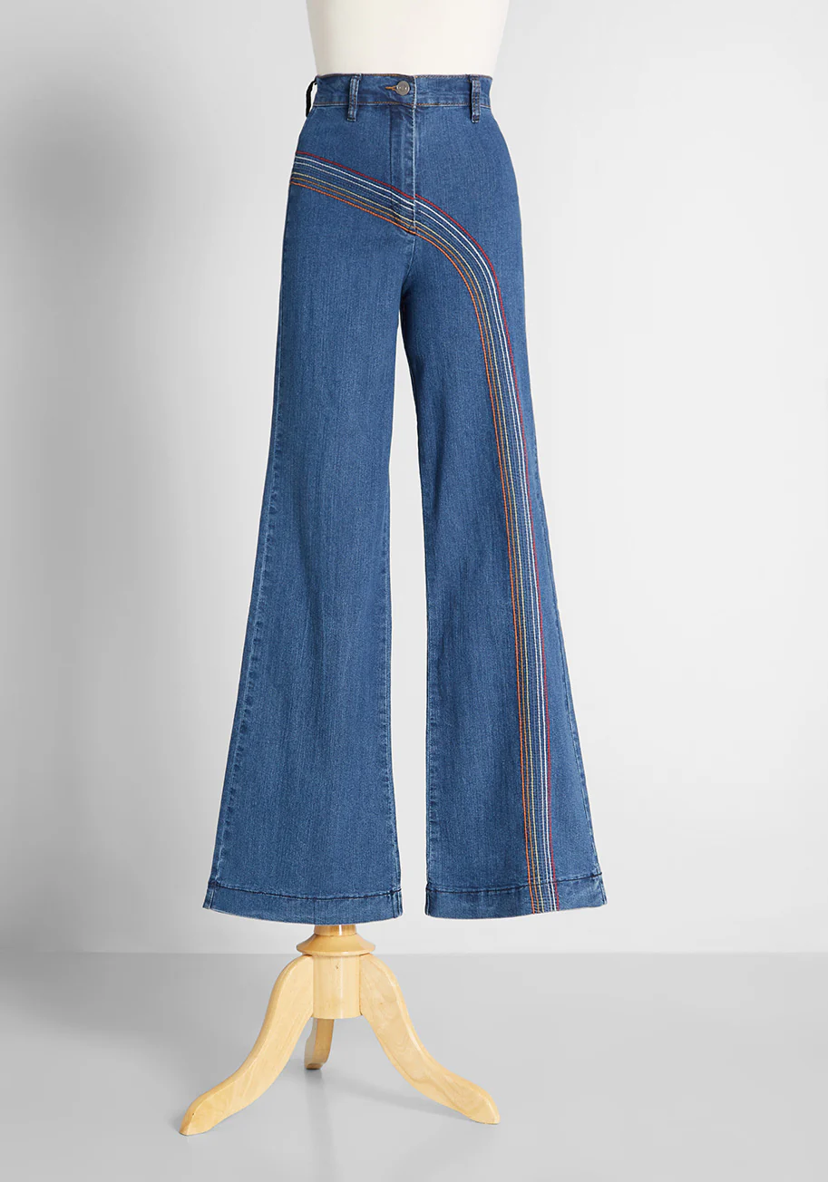 Rainbow With Me Wide-Leg Jeans - Olabens