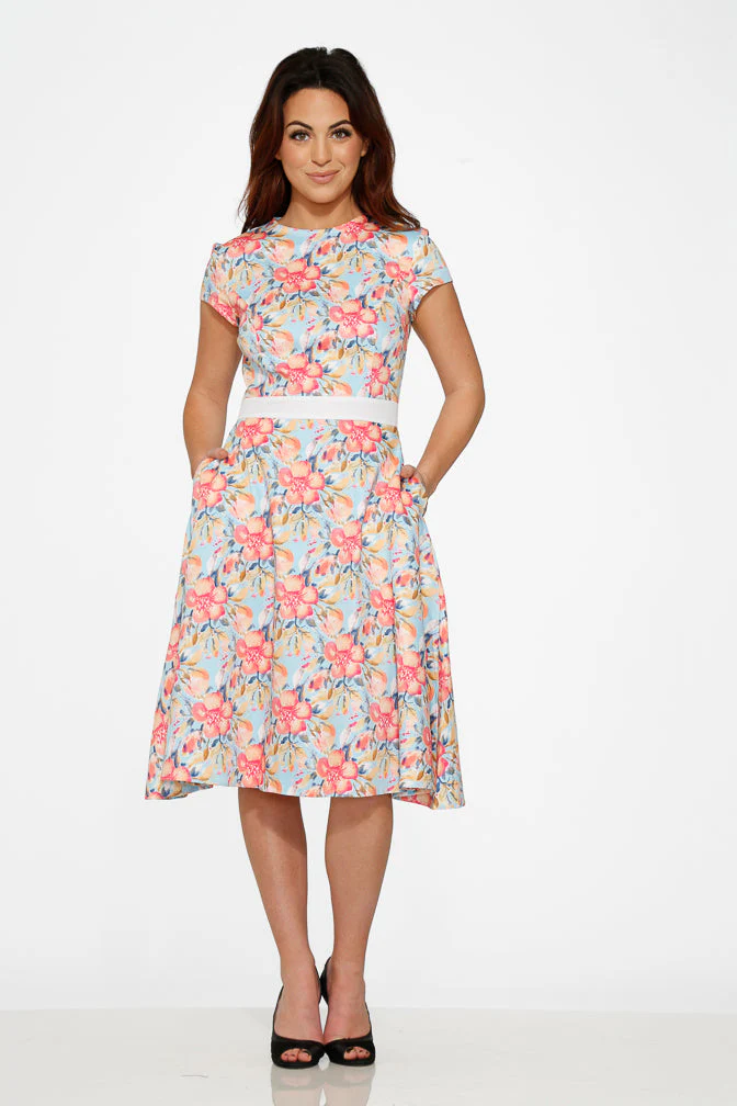 Sweet Hibiscus Swing Dress - Olabens
