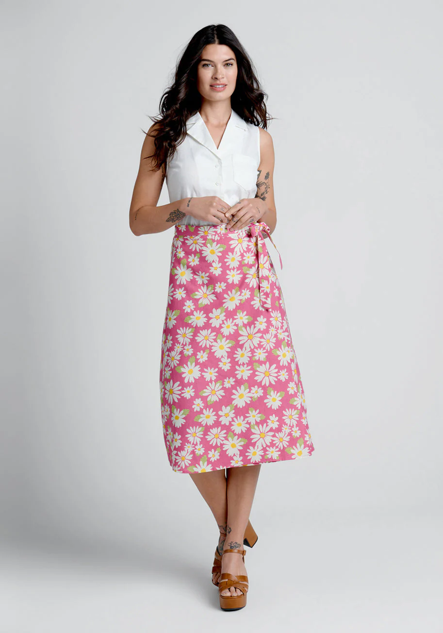 Cutesy Daisies Wrap Skirt - Olabens