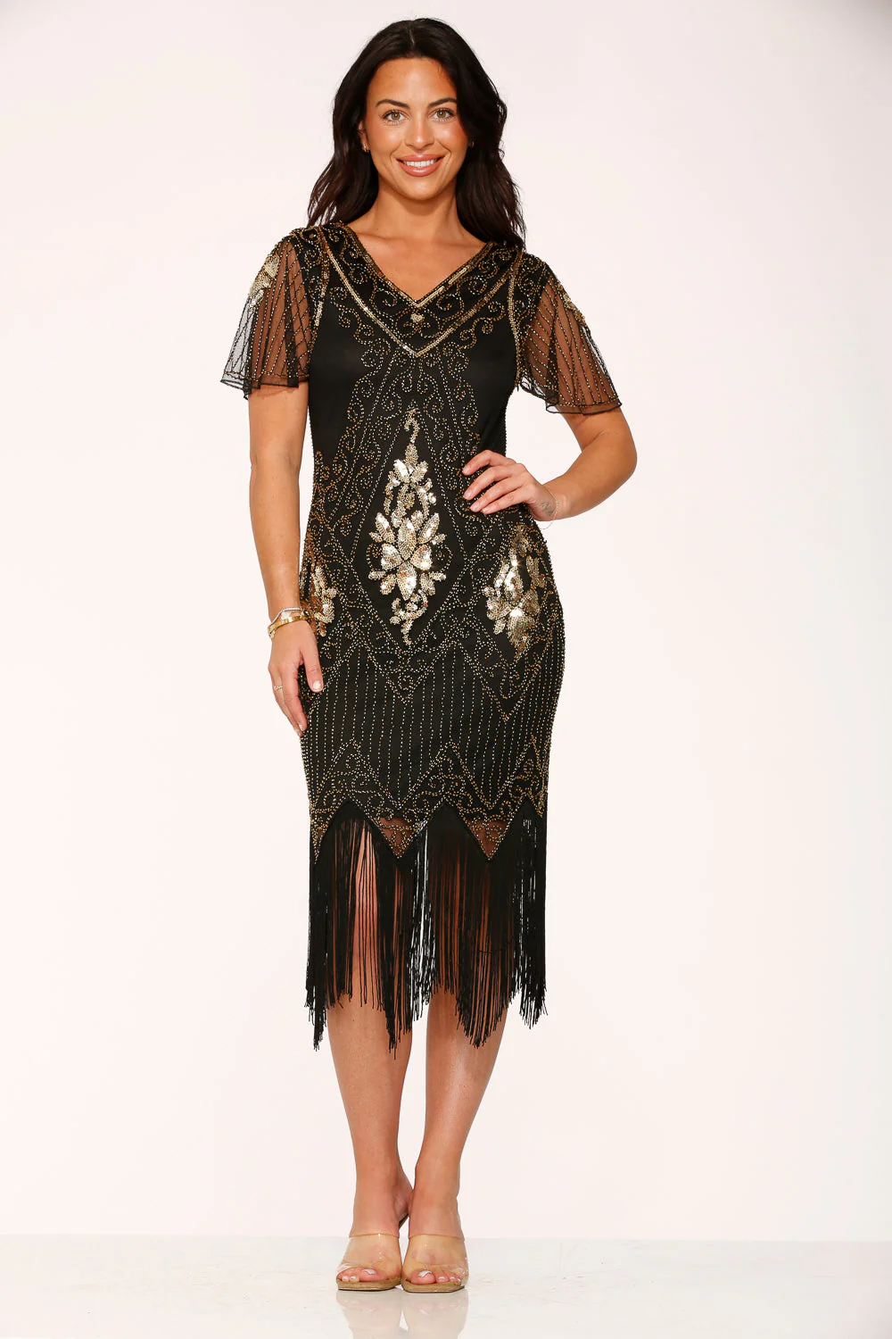 Black & Gold Flapper Dress - Olabens