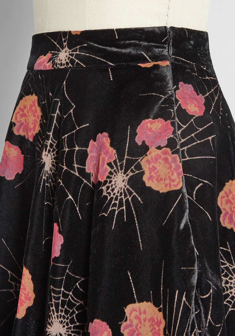 Just This Sway Velvet A-Line Skirt - Olabens