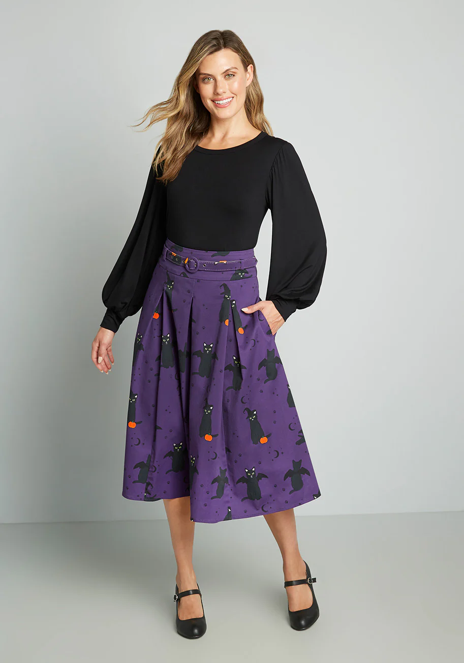 Isnyt x Collectif Cats-Only Costume Party Swing Skirt - Olabens
