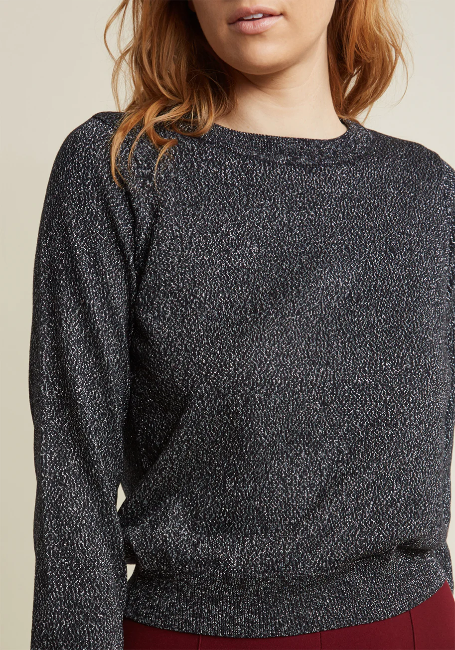 Metallic Sweater with Open Back in Black - Olabens