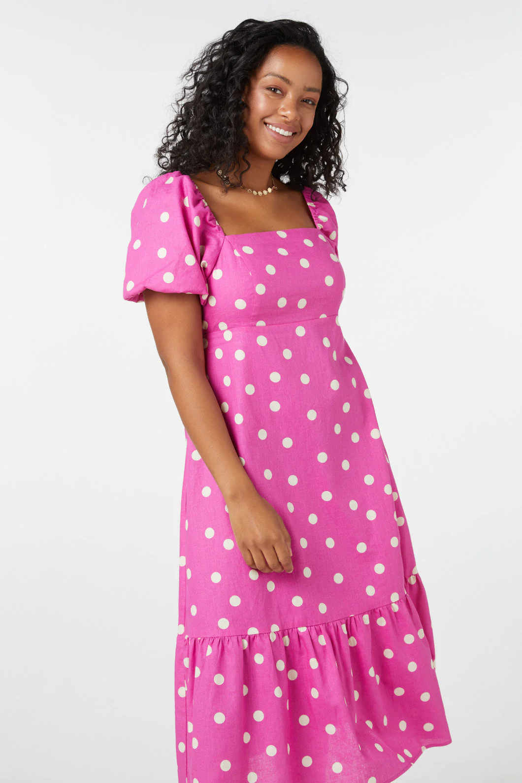 Lucy Polka Dot Midi Dress - Olabens