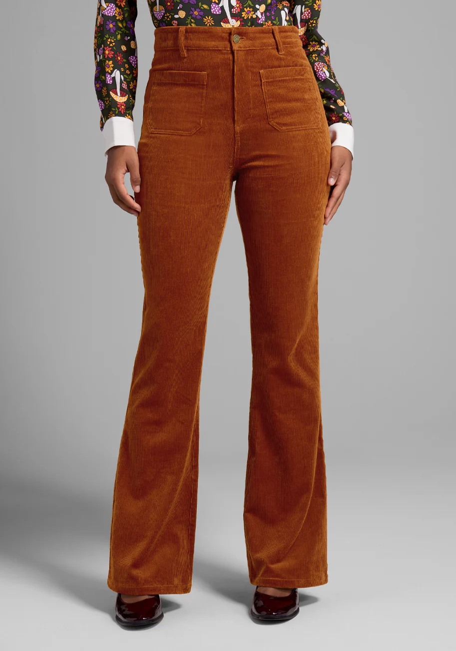 All Aboard For Corduroy Flare-Leg Pants - Olabens