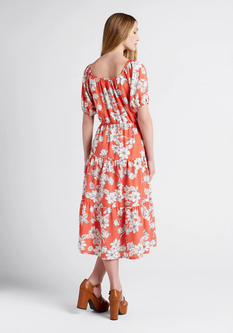 Bloom Wildly Tiered Midi Dress - Olabens