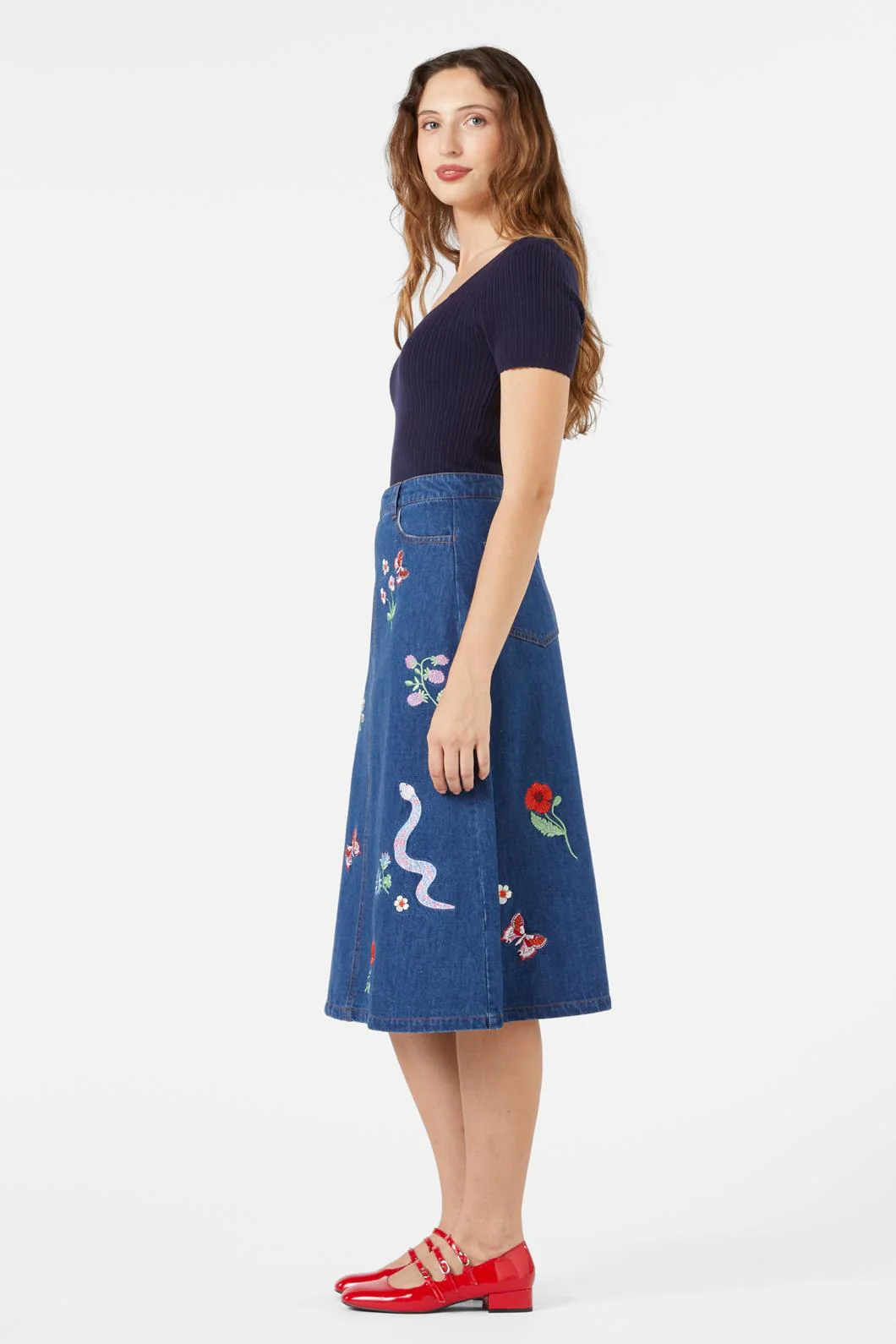 Snake Embroidered Skirt - Olabens