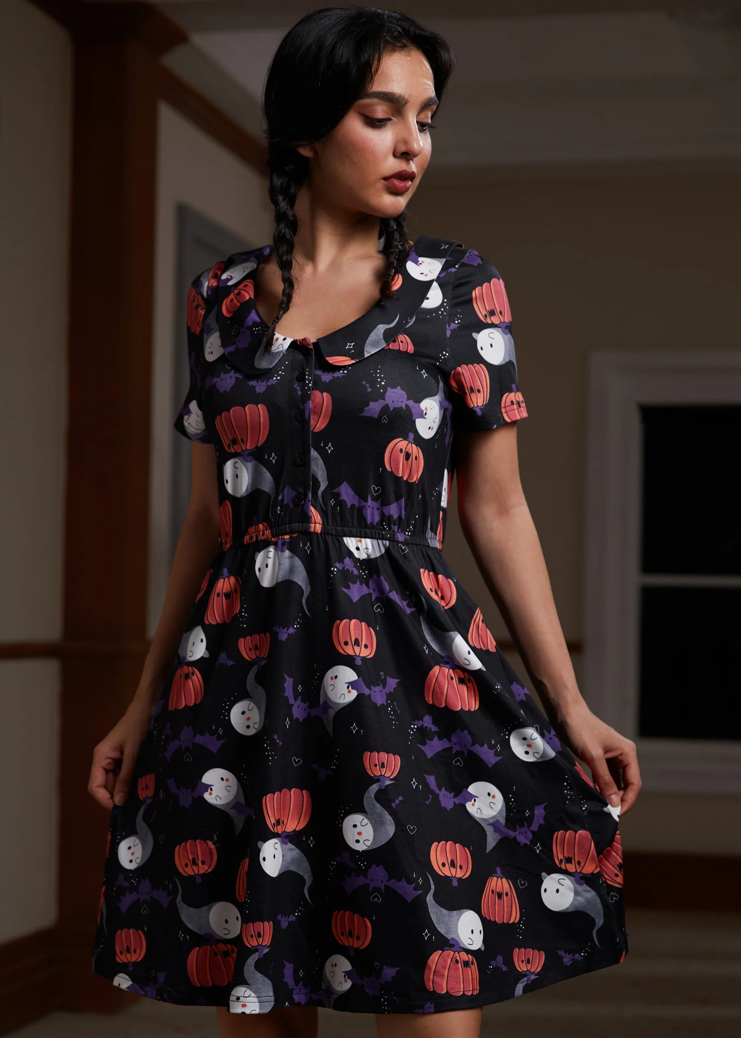 Sweet Shiver of Collared Dress - Olabens