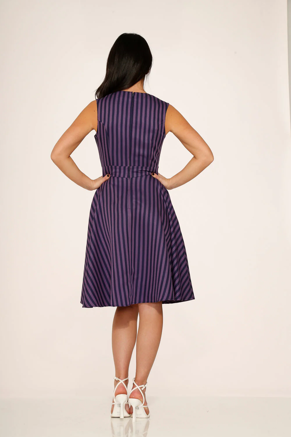 Black & Purple Stripe Swing Dress - Olabens