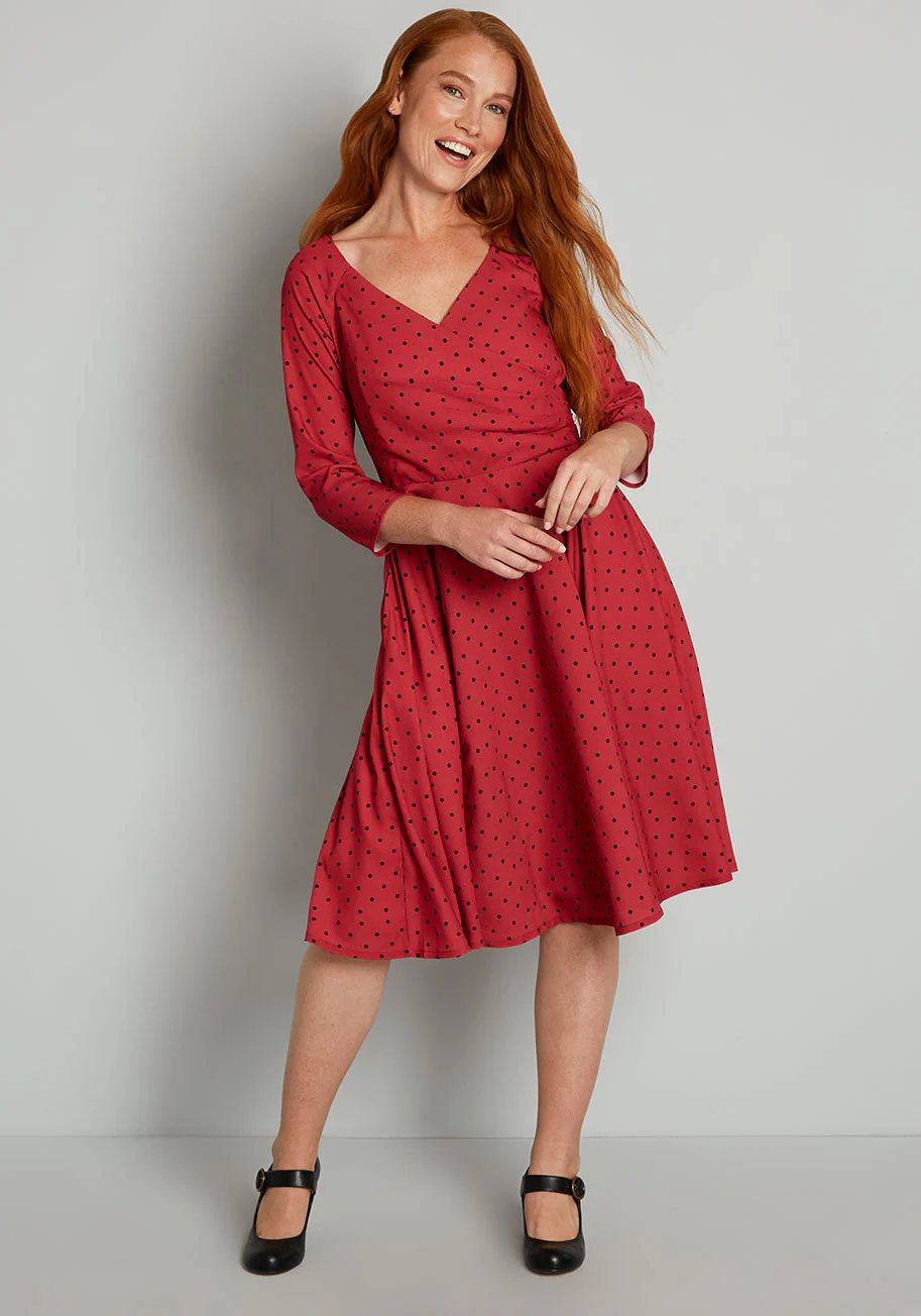 Smoking Hot In Polka Dot Swing Dress - Olabens