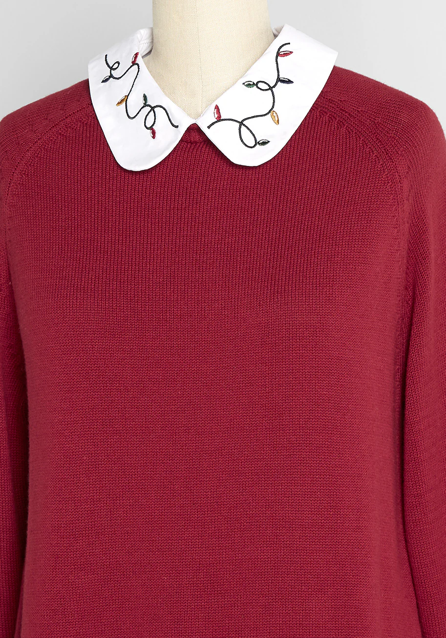 Holiday Lane Embroidered Twofer Sweater - Olabens