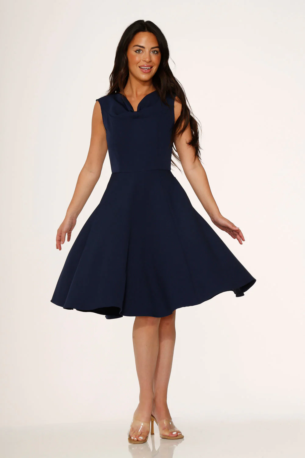 Navy Blue Swing Dress - Olabens